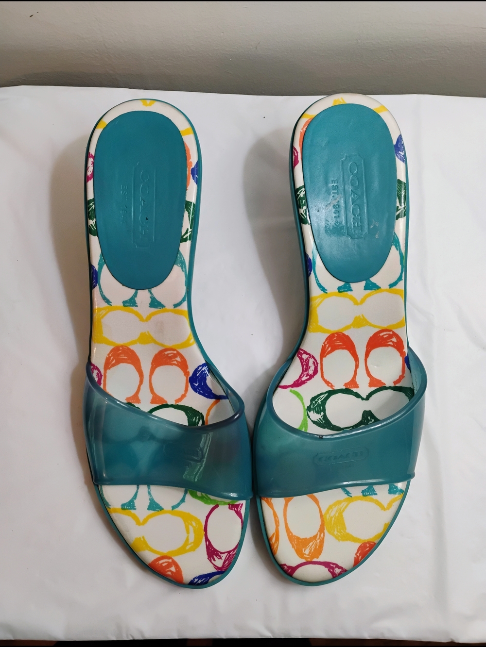 Coach Teal Jelly Slide Sandals - Women's